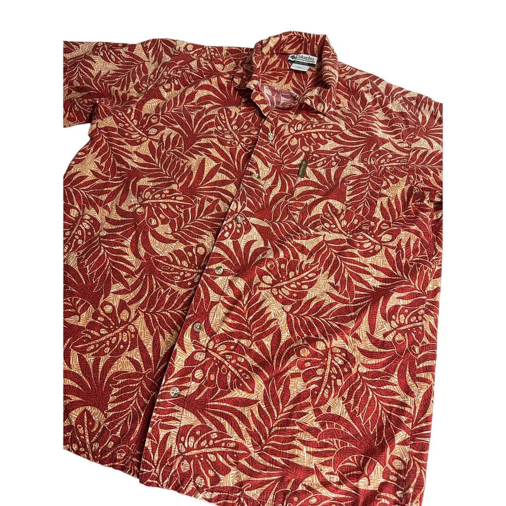 Columbia Men's Hawaiian Red Orange Button Down Size XL